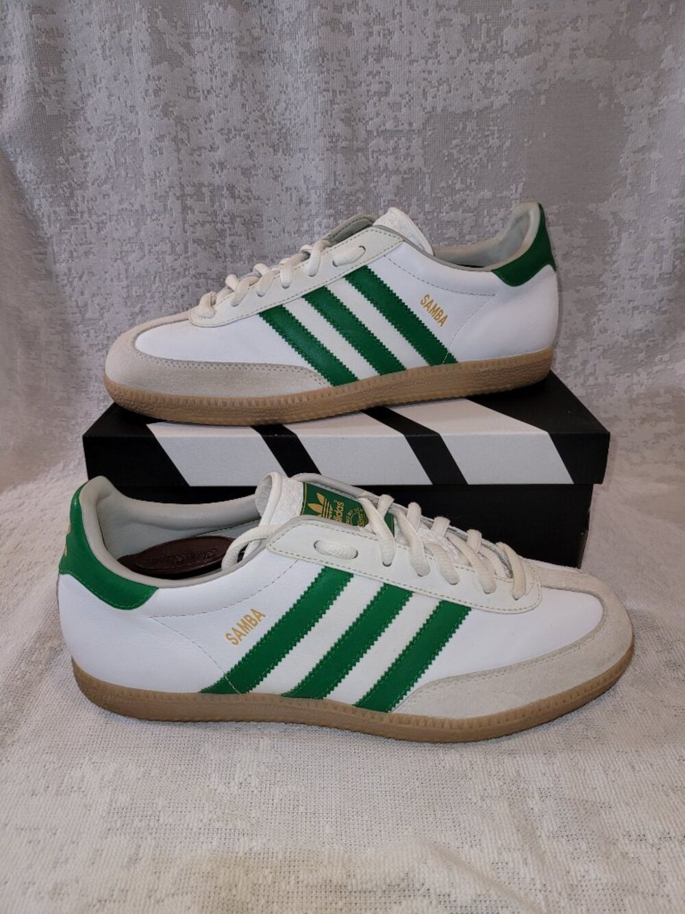 Adidas Samba Retro/Classic White Fairway Green Tan Gum Shoes G07824 Men's Size 9
